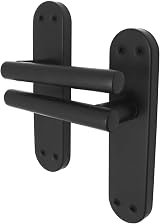 EAI Oliena Matt Black Internal Door Handles Pair on Backplate view 1
