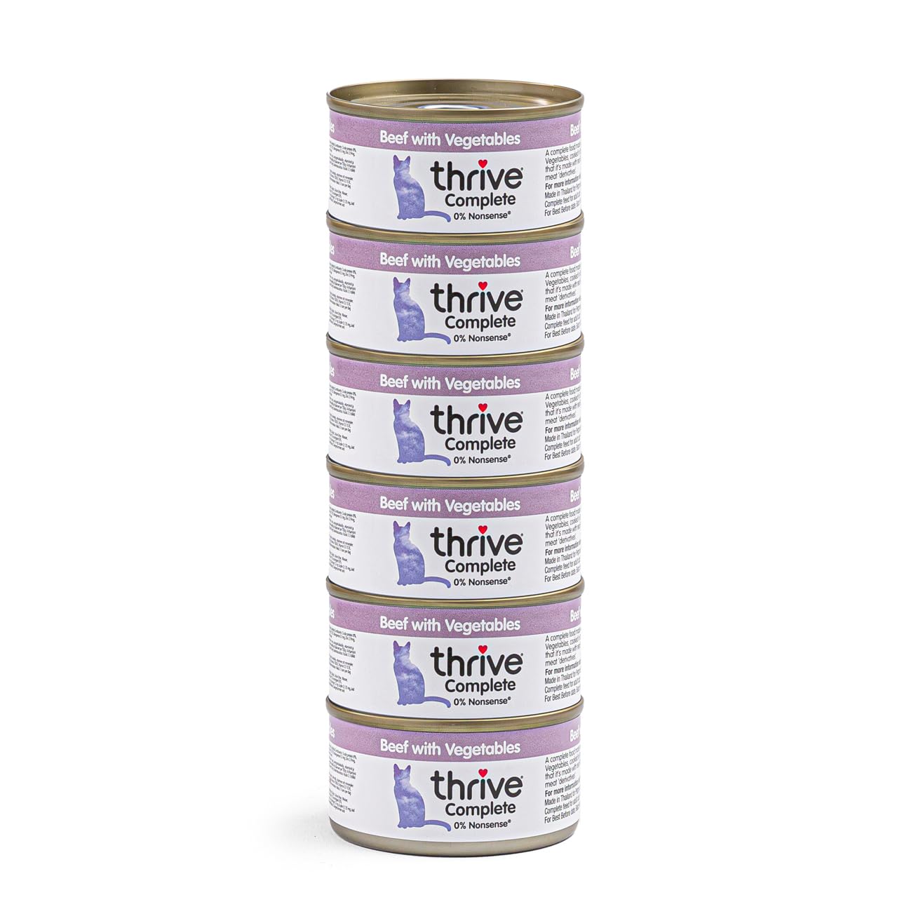 Thrive Wet Cat Food Beef with Vegetables Complete for Adult & Senior Cats Nutritious Gourmet Quality Cat Food Tins. Hypoallergenic 75g 6pk.