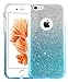 UnnFiko Case for iPhone SE, Cute Luxury Hybrid Bling Glitter Silicone Rubber Gel Shiny Sparkling with Candy Back Plate Cover Case for iPhone 5S SE (Blue)
