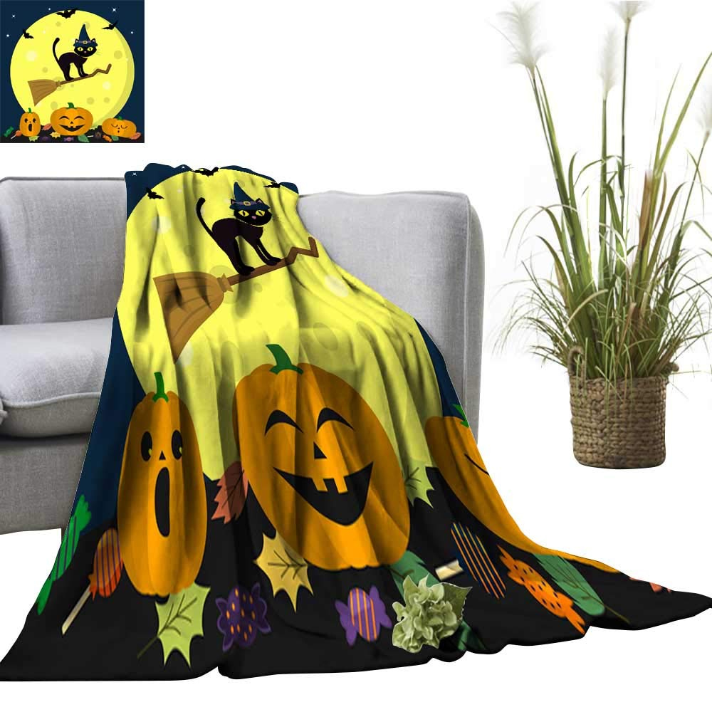 Amazon Com Home Throw Blanket A Halloween Cat In A Witch Hat