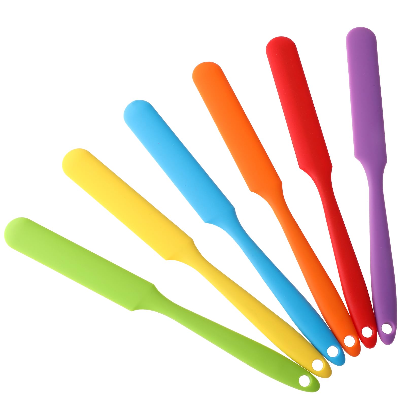 WLLHYF 6pcs Color Silicone Spatula 9.8in Non Stick Baking Icing Scraper, Long Handle Pastel Spreader Mixing Stir Sticks Cake Cream Pancake Fruit Resin Spread Scraper Set (Mix 6 Colors)