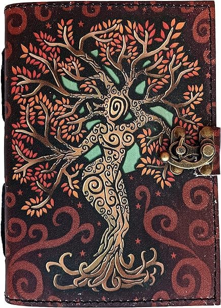 OVERDOSE Mother of Earth Design Handmade Red vintage leather journal • Deckle edge paper, Blank spell book of shadows grimoire journal Talisman Prints - 6x8 inches|15x20 cm|A5