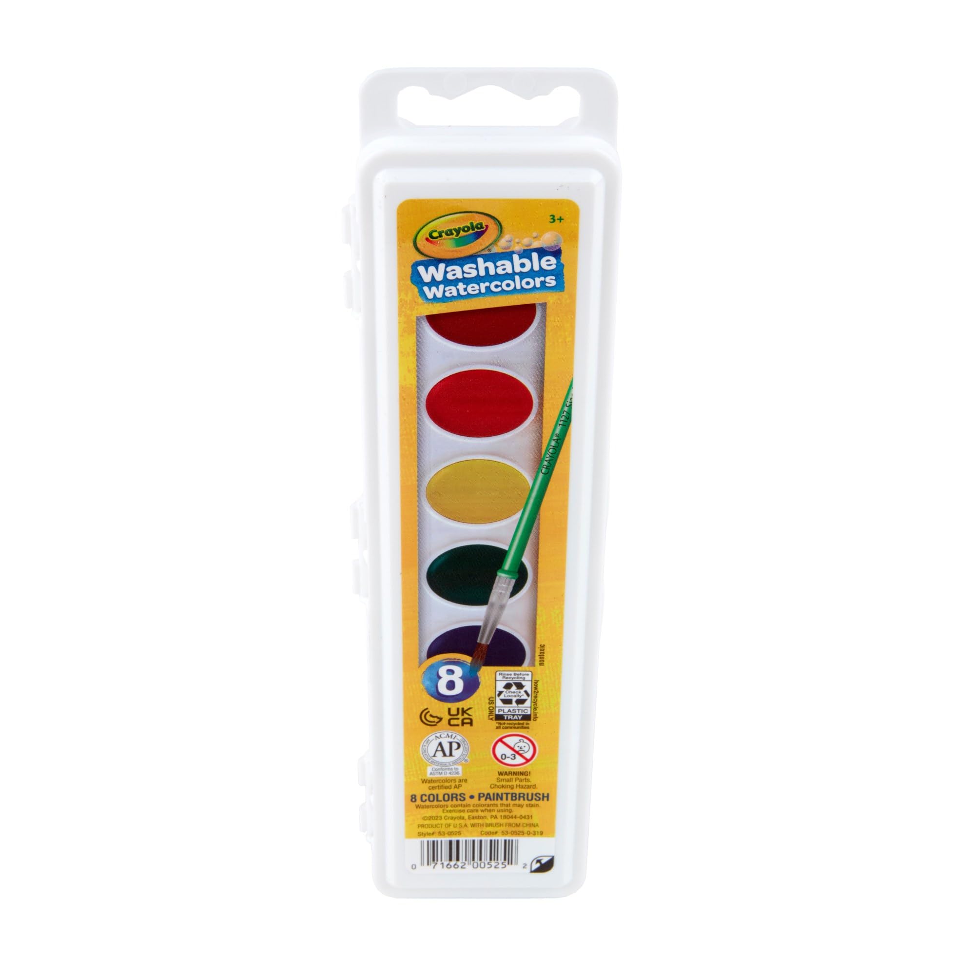 Crayola Washable Watercolors, Kids Paint Set, 8ct