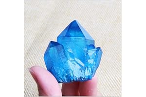Wixine 1Pcs Blue Color Titanium Natural Quartz Cluster Crystal Gemstone Specimens