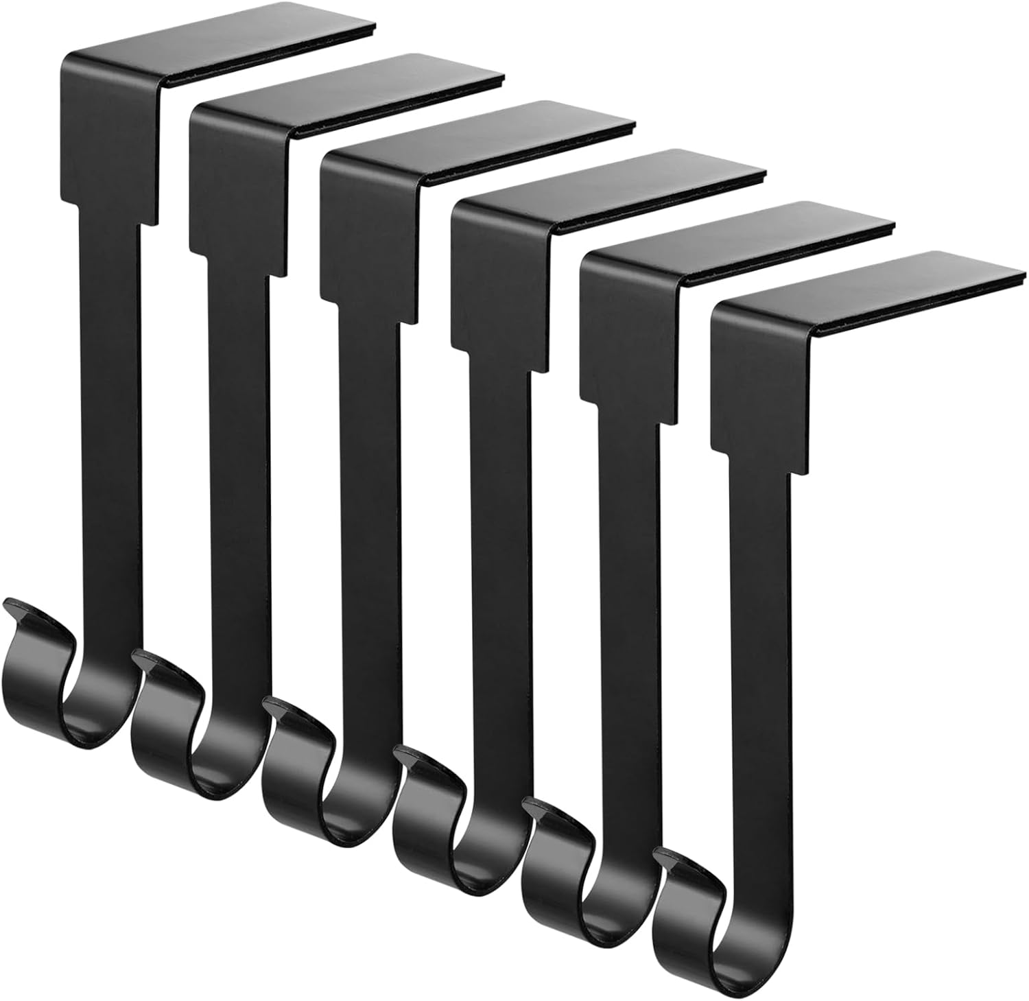 Ornament Hooks - ARCHCRTC 6 Pcs Christmas Stocking Holders Mantel Stcoking Hangers Metal Hanging Hooks Christmas Ornament Hooks Mantel Garland Clips for Thick Fireplace Mantel Staircases Xmas Party Decor (Black, 6)