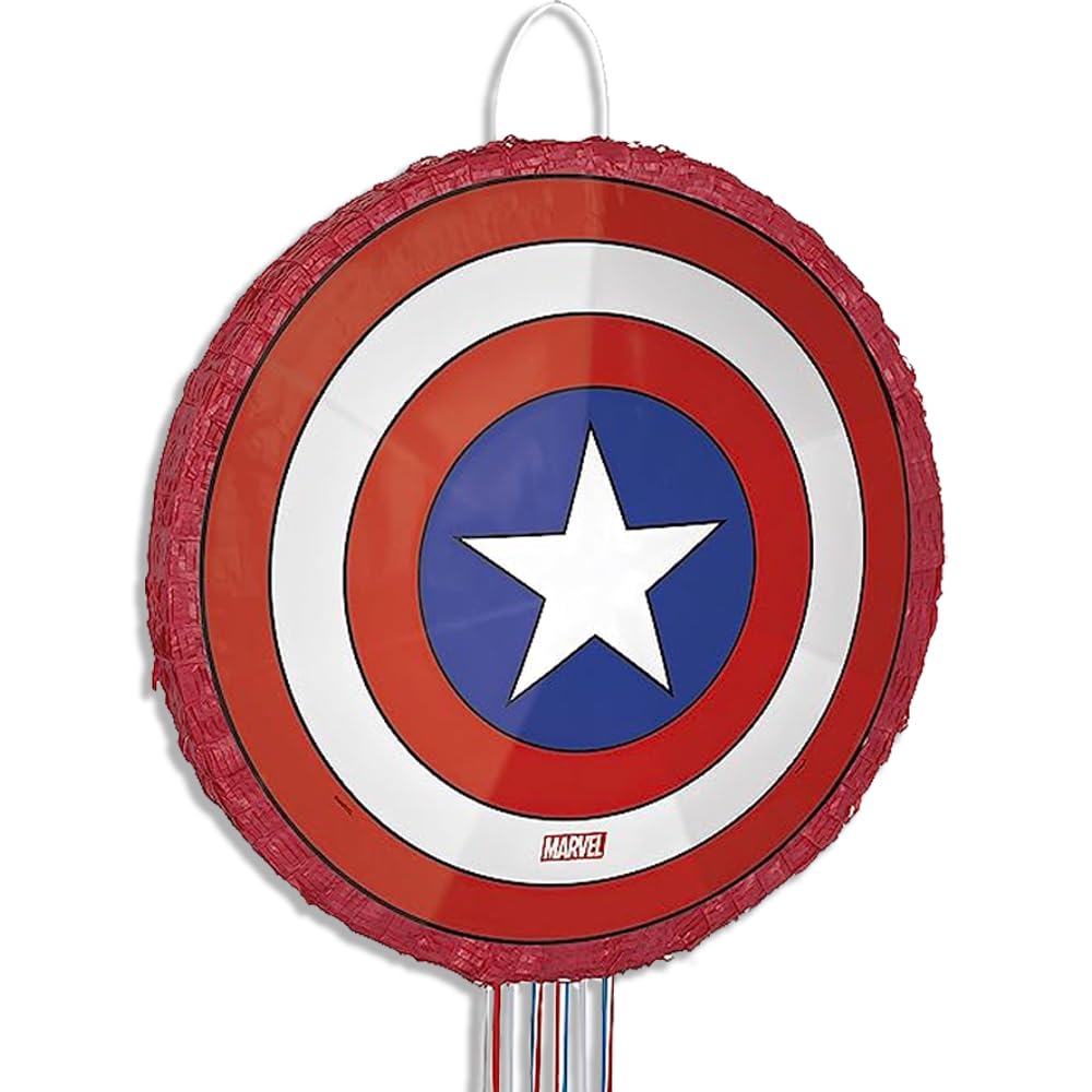 Multicolor Captain America Shield 3D Pinata (45cm x 45cm) 1 Piece - Perfect for Superhero-Themed Parties and Events