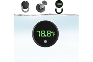 Carefree Fish Aquarium Digital Thermometer Cordless Replaceable Battery LED Display Temperature Measurement Error ±1℉(US Patent Number:D1038779S)