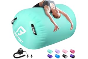 FBSPORT Air Roller Gymnastics Barrel, Inflatable Gymnastics Air Roller Inflatable Air Gymnastics Mat with Electric Pump for Yoga Cheerleading Training Home Outdoor Use