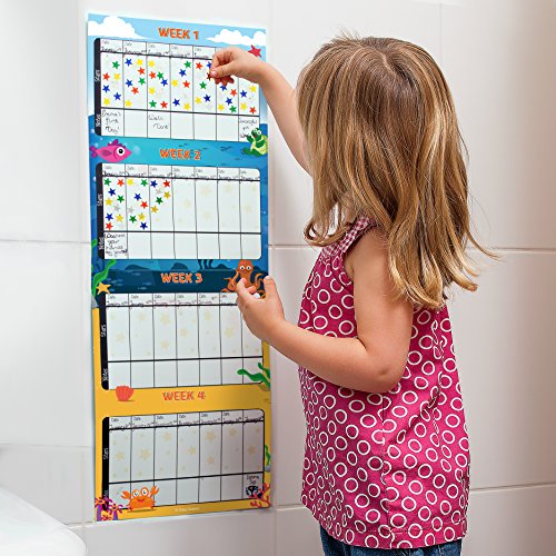 Potty Training Chart - Reward Sticker Chart - Marks Behavior Progress â€“ Motivational Toilet Training for Toddlers and Children â€“ Great for Boys and for Girls (Sea Theme)