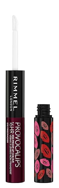 RIMMEL LONDON PROVOCALIPS 16HR KISS-PROOF LIP COLOR – TWO-STEP LIQUID LIPSTICK TO LOCK IN COLOR AND SHINE – 570 FIRECRACKER, .14 FL.OZ.