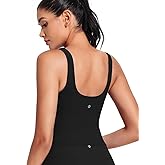 HeyNuts Zeal Bra Womens Scoop Neck Longline Sports Bras, U Back Workout Yoga Crop Tank Tops Padded A-D Cups *Updated Fit