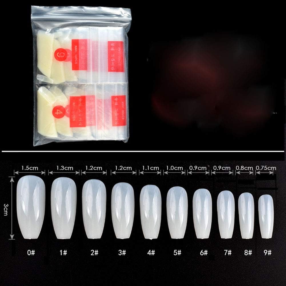 Egurs 500pcs Ballerina Nail Coffin Shape Acrylic Long Fake Nail Tips Full Coverage for Nail Salons and DIY Nail Art