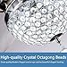 RainierLight Modern Crystal Ceiling Fan Lamp LED 3 Changing Light 4 Stainless Steel Blades with Remote Control for Living Room/Bedroom 44-Inch/Quiet/Decoration