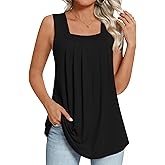 LONGYUAN Womens Tank Tops Summer Sleeveless Tunic Square Neck S-4XL