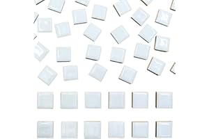SMANTA 50 Pieces White Mosaic Tiles for Crafts 1" Ceramic Tiles Assorted Colors Square Ceramic Mosaic Project Supplies for Photo Frame Mosaic Stepping Stones Bath Old Pool Furniture Decor
