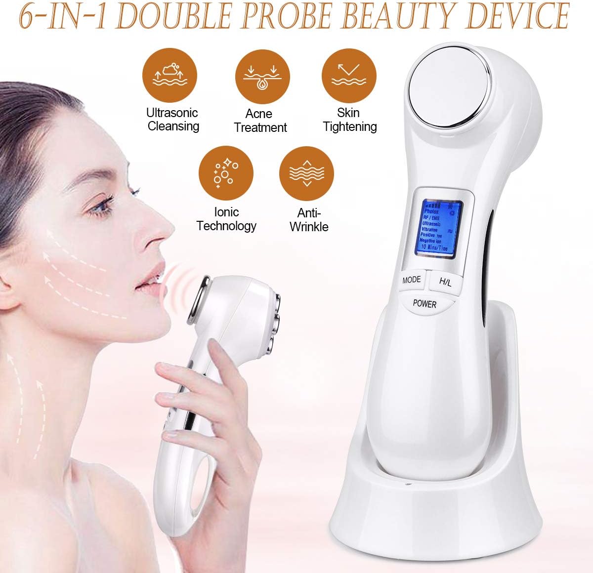 Wrinkle Remover Machine 6-in-1 Multifunctional 5 Colors Face Light Device for Anti-Aging and Tightening Tools