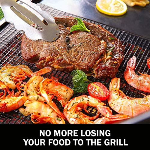 Sunrich BBQ Grill Mesh Mat Barbecue Cooking Mat Non-Stick Set(2) for Outdoor Grilling Teflon Grill Mesh Sheet Liner Heavy Duty Easy to Clean for Smoker,Gas,Charcoal,Electric Grill,Oven