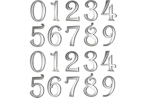 HopeWan Chrome Mailbox Numbers, Self Adhesive Door Address Sign Number Stickers for Aprtment Office Home Room, Siver Shiny, Suit for Outside or Indoor, 2-3/4 Inch Hight. (Silver, 2.75" - Set of 20)