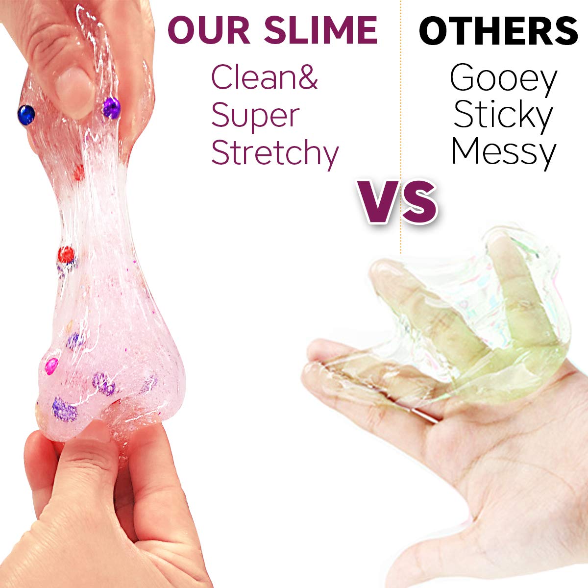 Lilizhou Clear Crystal Mud Toy Putty Making Kit for Kids and Adults, Stretchy Slime Stress Relief for girls, Super Soft and Non-Sticky, 2 Pack
