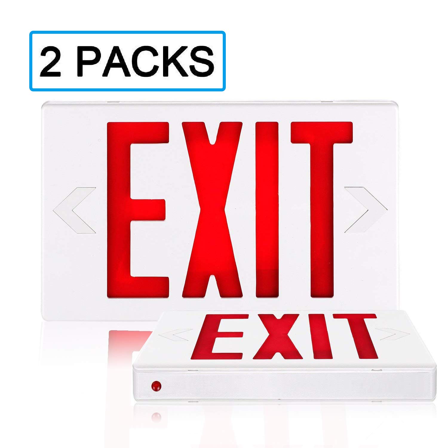 SPECTSUN Led Exit Sign With Battery Backup, Hardwired Red Exit Light