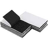Melsan 2x4 Inch Adhesive Square Hook and Loop Tape - 12 Sets - Sticky Back Fastener for Indoor or Outdoor Use - Instead of Ho