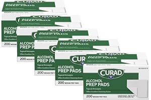 MEDLINE Curad Alcohol Prep Pads, 70% Alcohol, 1000 Count (5 Boxes 200 CT/EA)