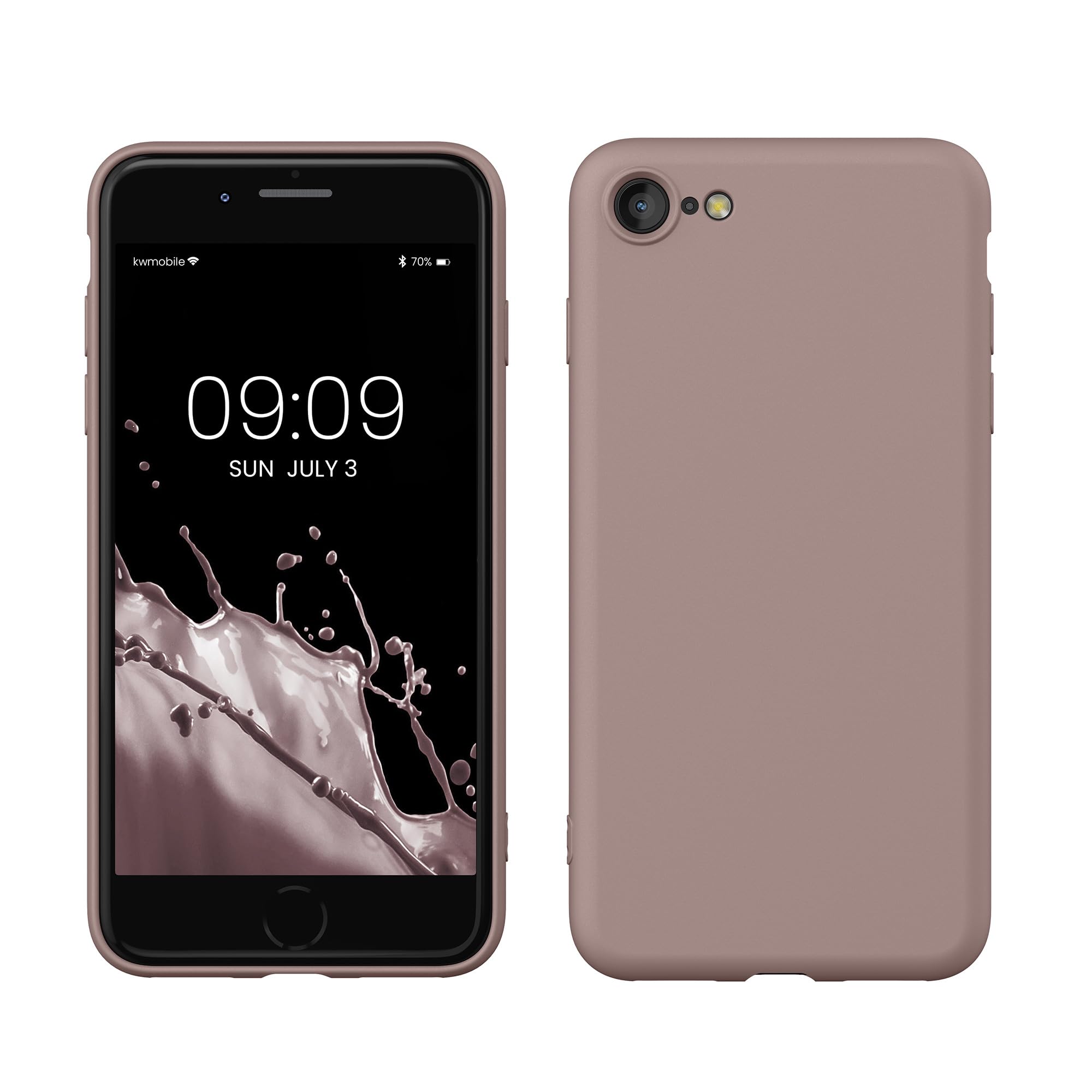 kwmobile Slim Silicone Case Compatible with Apple iPhone SE (2022)/SE (2020)/8/7 - Nude Lilac — image 1