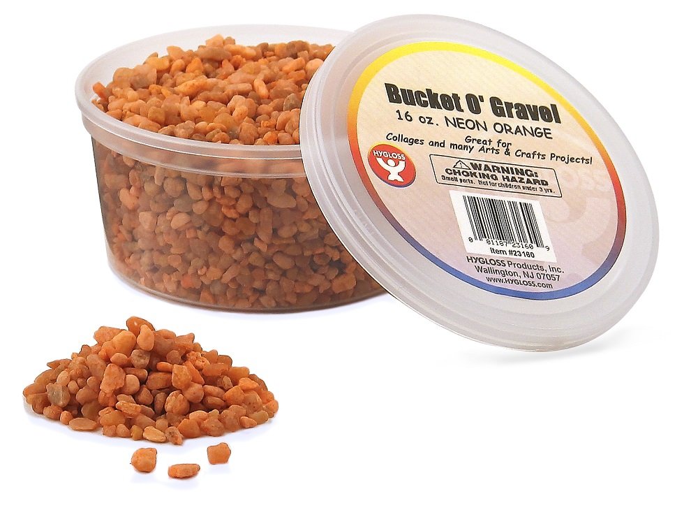 Hygloss Products Mini Stones for Art Projects-Bucket O' Gravel, Neon Orange, 1 lb
