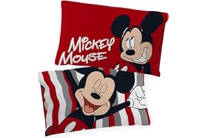 Jay Franco Disney Mickey Mouse Stripe 2 Pack Pillowcase - Double-Sided Kids Super Soft Bedding (Official Disney Product)