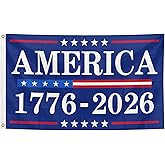 250th Birthday Flag 3x5 Ft 250 Years Anniversary 4th of July Banner Flags with 2 Brass Grommets for Yard Parties Festival Celebration Patriotic Decoration