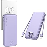 Nusyddy Portable Charger, 10000mAh PD20W Fast Charging Power Bank with Built-in Cables & Wall Plug, Travel Essential External