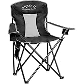 SAILARY Outdoor Folding Camping Chair with Cup Holder, Storage Bag, Large Anti-Sink Feet, 400lbs Capacity, Breathable Mesh Portable Chair for Camping, Beach, Fishing, Sports, Black