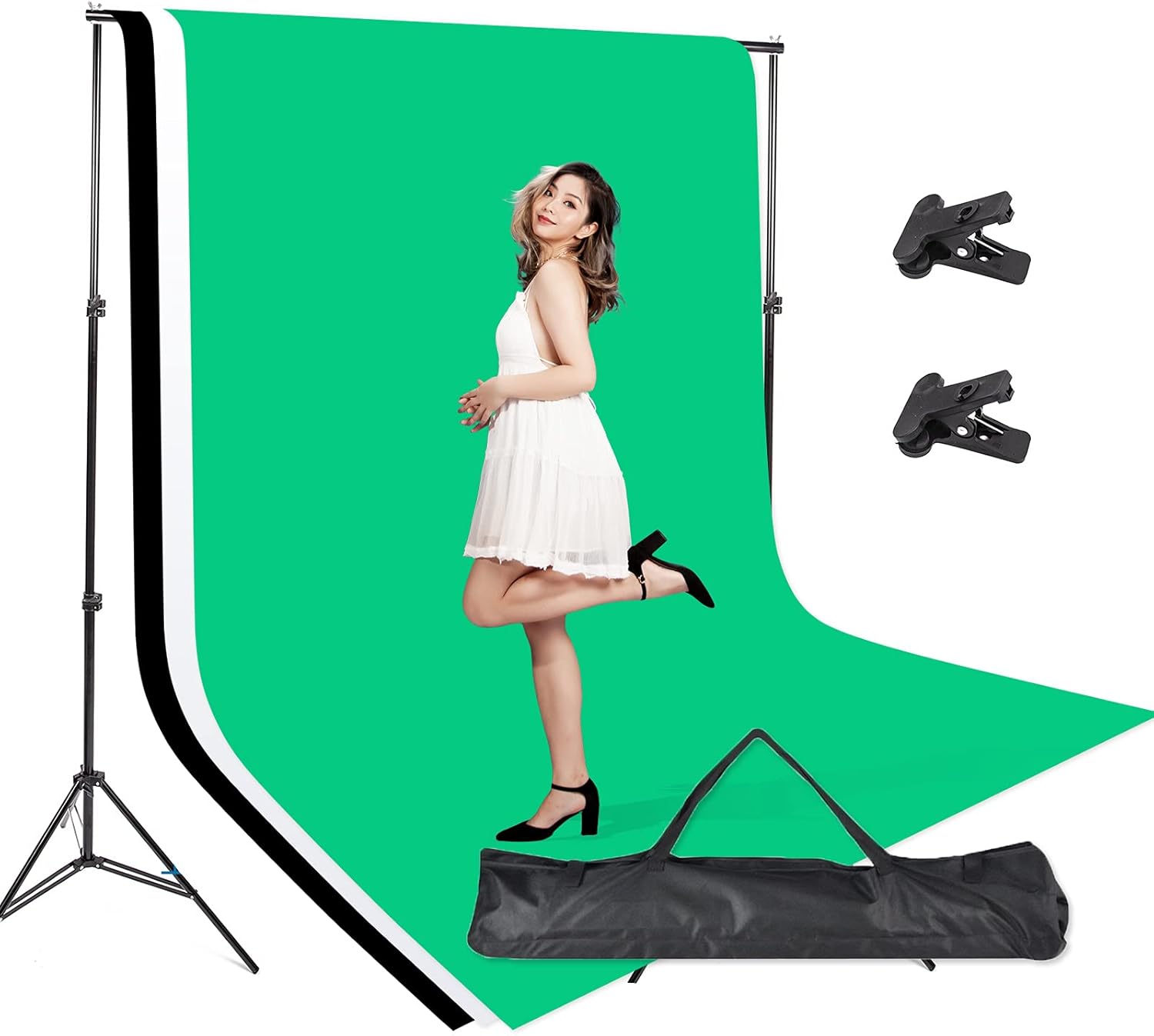 Hwastudio®, 100% Cotton Muslin Backdrop for Studio Photography Video Photography, Support Kit 3m x 2m, 1.6 x 3 meters
