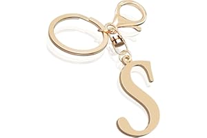 SUWEIBUKE Cute Stainless Steel Gold Initial Letter Keychain for Women Girl, Charms for Key Handbag Backpack Bag, Personalized Gift