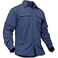 TACVASEN Men's Breathable Quick Dry Solid Convertible Long Sleeve Shirt Fishing Hiking Safari