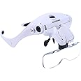 YOCTOSUN LED Head Magnifier, Rechargeable Hands Free Headband Magnifying Glasses with 2 Led, Professional Jeweler's Loupe Lig