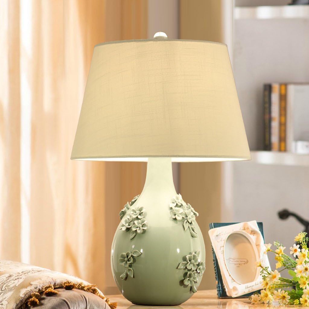 Hmvlw Ceramic Table Lamp Creative Carved Bedroom Warm
