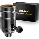 DiCUNO UL Listed 3-Way Lamp Socket Replacement, Repair Kit, Nickel, 1-Pack | E26 Standard Base Threaded Light Socket, Turn Switch Knob for Low-Medium-High Light Settings, DIY Project, Table, Floor Lamp