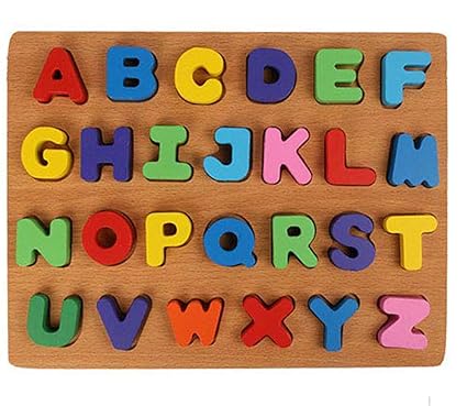 Crazy Crafts Wooden Alphabet (Capital Letters) Puzzles Toys for Children, Early Learning Digital Board Educational Learning Letters Puzzle Toy Multicolour