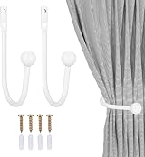 XxinXrong Curtain Holdbacks 2 Pcs U-Shape Wall Mount Hooks White