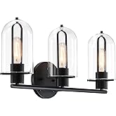 DESIGNERS FOUNTAIN Skylar 24.5 inch 3-Light Matte Black Bathroom Vanity Light Fixture with Clear Glass Shades, D332M-3B-MB