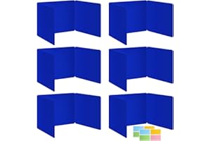 BCABO 6 Pack Blue Desk Dividers for Students, Privacy Shields Folder for Students, Durable & Waterproof Plastic Study Board, Classroom Teacher Supplies Test Divider, Includes Extra Labels