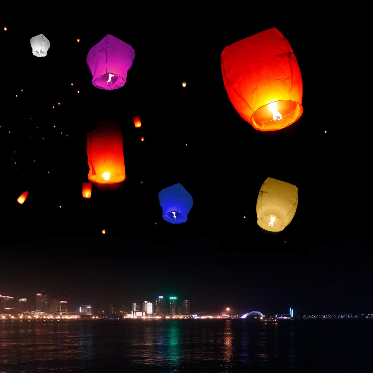Maylai 20 Pack Handmade Chinese Lanterns White Flying
