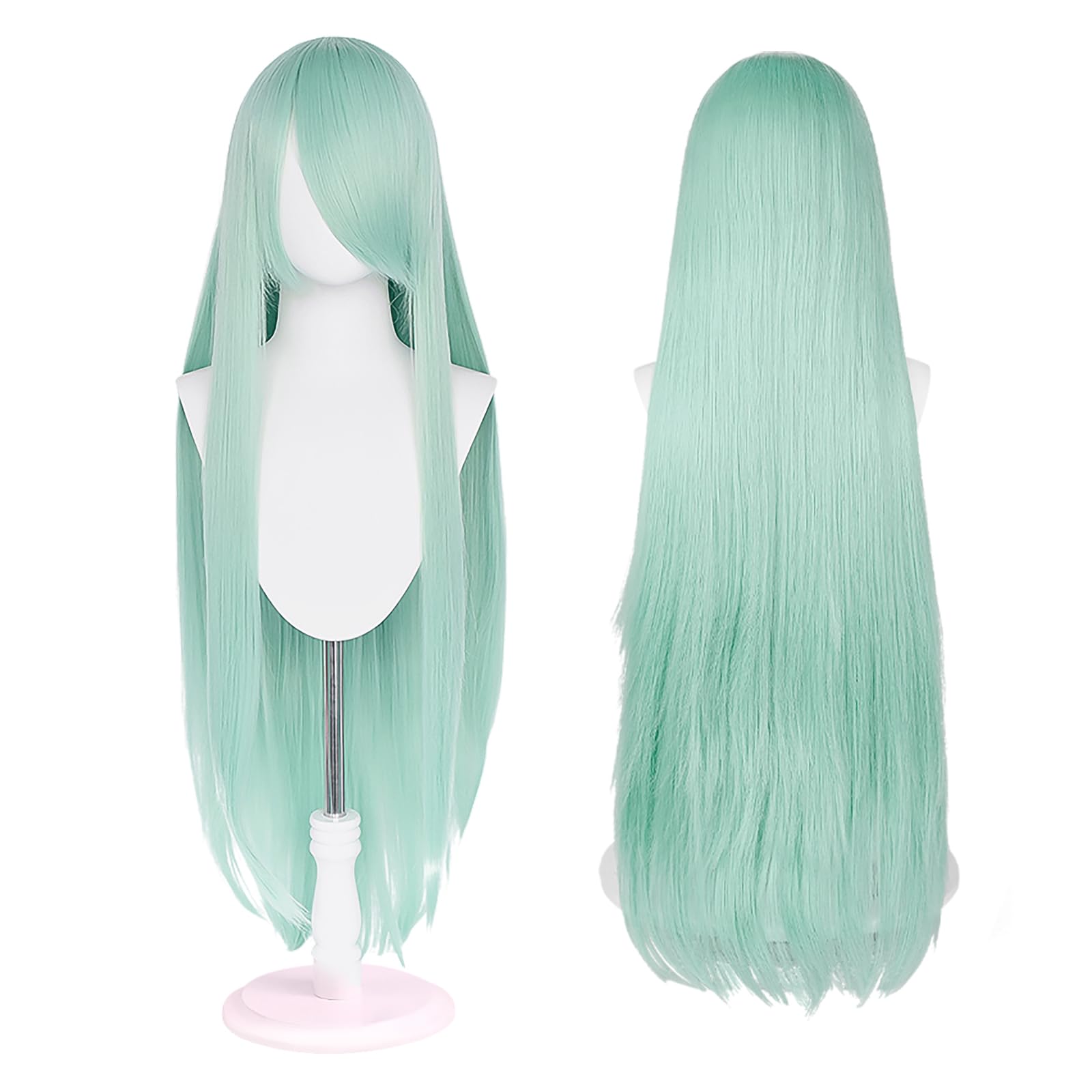 100cm / 40 Inch Long Wig, Universal Anime Costume Cosplay Wig, Perfect for Party, Daily-Use, Festivals, and Halloween, Great for TV, Film, Anime Game Character Cosplay (Pastel Green)