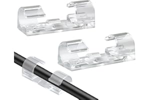 SOULWIT 50 Pcs Self Adhesive Cable Management Clips, Cable Organizers Sticky Wire Clips Cord Holder for TV PC Laptop Ethernet Cable Desktop Home Office (Transparent)