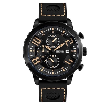 Chronograph Multifunctional Waterproof Silicon Black Dial Mens Watch