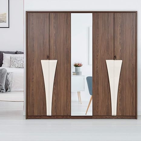 Evok Venezia 5 Door Wardrobe Cream And Walnut Amazon In Home