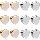 VeekyVicky Silicone Flat Earring Backs for Studs, Clear Comfort Design, 14K Real Gold Plated Pack of 12 - Heart Shape