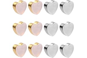 VeekyVicky Silicone Flat Earring Backs for Studs, Clear Comfort Design, 14K Real Gold Plated Pack of 12 - Heart Shape
