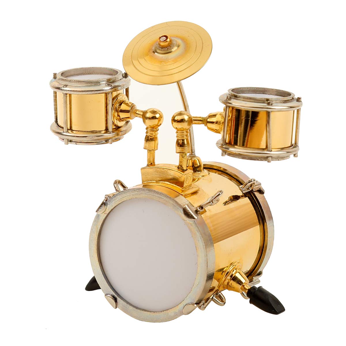 Miniature Drum with Case - Gold, Mini Percussion Musical Instrument - Mini Drum - Miniature Dollhouse Model - Christmas Ornament and Gift